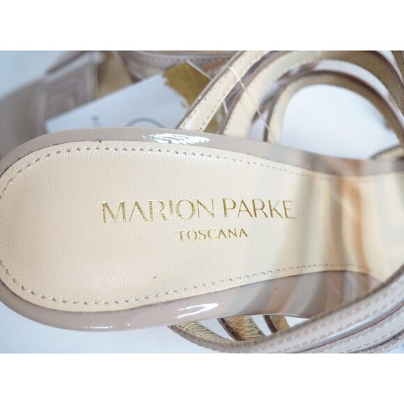 Marion Parke Toscana Tan Patent Leather Larkin PVC Slide Heels, Size 7 (US) 37 - Picture 9 of 13